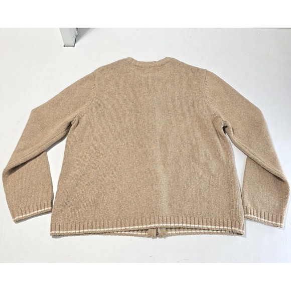 Croft & Barrow Cardigan Sweater Womens Petite Medium Beige Bird Holiday Argyle - Picture 6 of 8